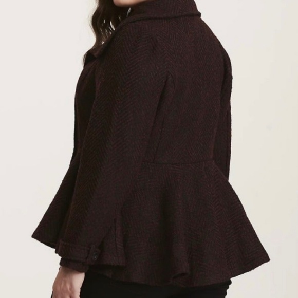 NEW TORRID BLUSH BARBIE PINK BOULE FIT AND FLARE PEPLUM PEA COAT JACKET 4X - Picture 4 of 4